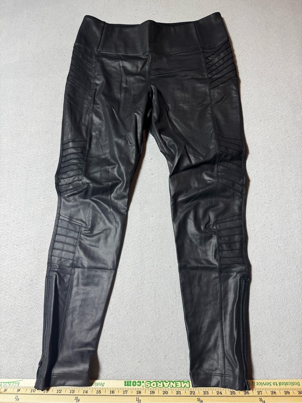Athleta Women's Black Faux Leather Moto Skinny Jeans Size L